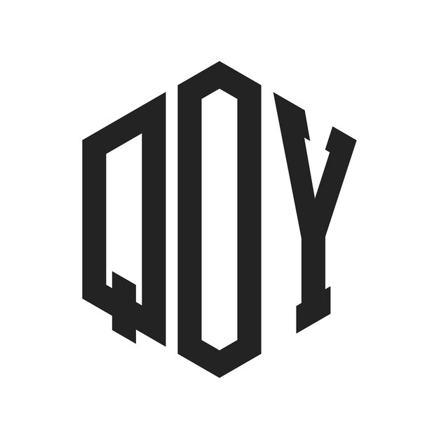 Diseño del logotipo QOY Letra inicial Logotipo del monograma QOY con forma de hexágono