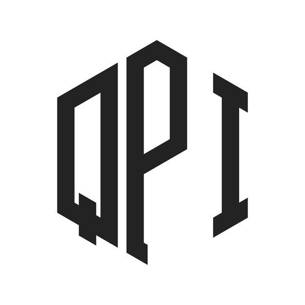 Diseño del logotipo de QPI Letra inicial Logotipo del monograma de QPI con forma de hexágono