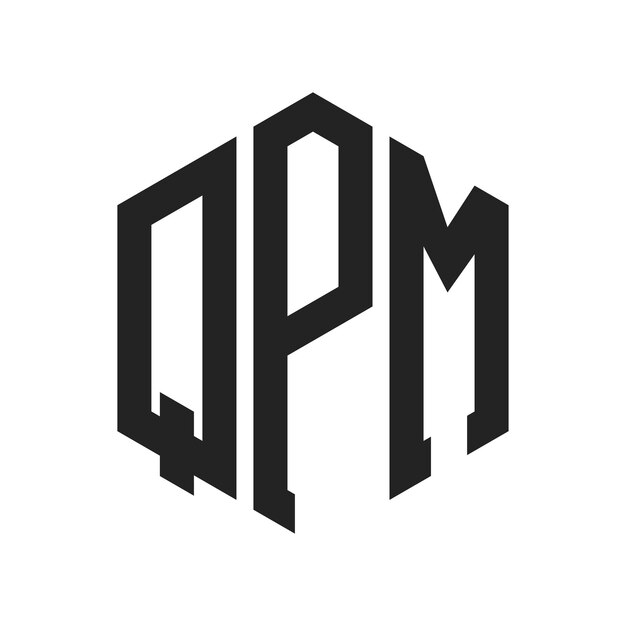 Diseño del logotipo de QPM Letra inicial Logotipo del monograma de QPM con forma de hexágono