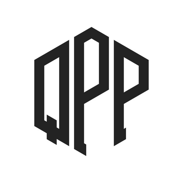 Diseño del logotipo de QPP Letra inicial Logotipo del monograma de QPP con forma de hexágono