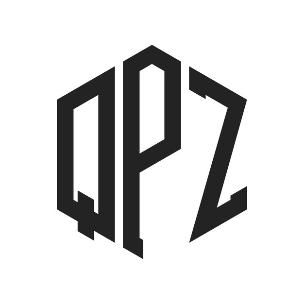 Diseño del logotipo de QPZ Letra inicial Logotipo del monograma QPZ con forma de hexágono