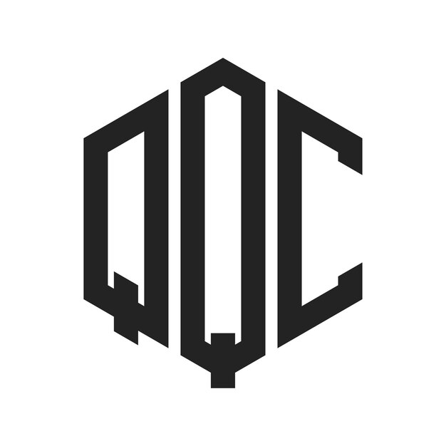 Diseño del logotipo de QQC Letra inicial Logotipo del monograma de QQ C con forma de hexágono