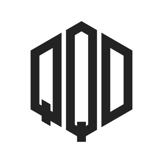 Diseño del logotipo de QQD Letra inicial Logotipo del monograma QQD con forma de hexágono