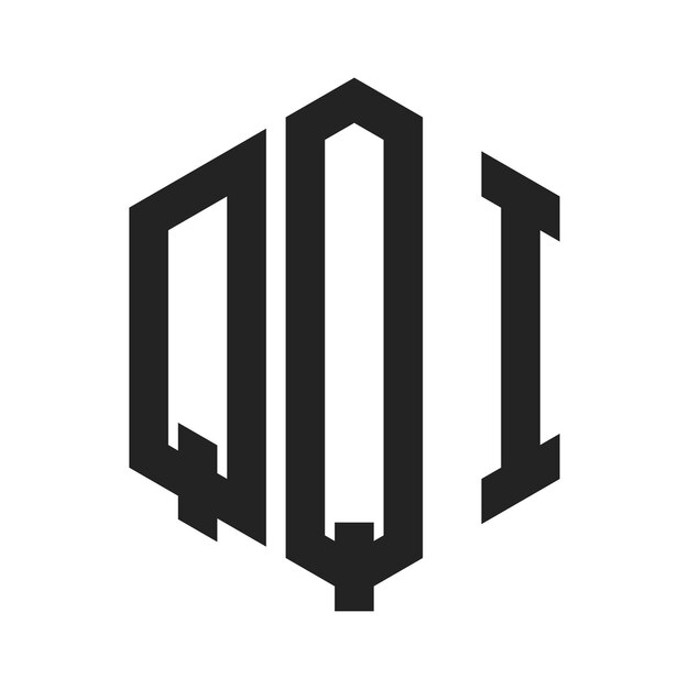 Diseño del logotipo de QQI Letra inicial Logotipo del monograma de QQ I con forma de hexágono