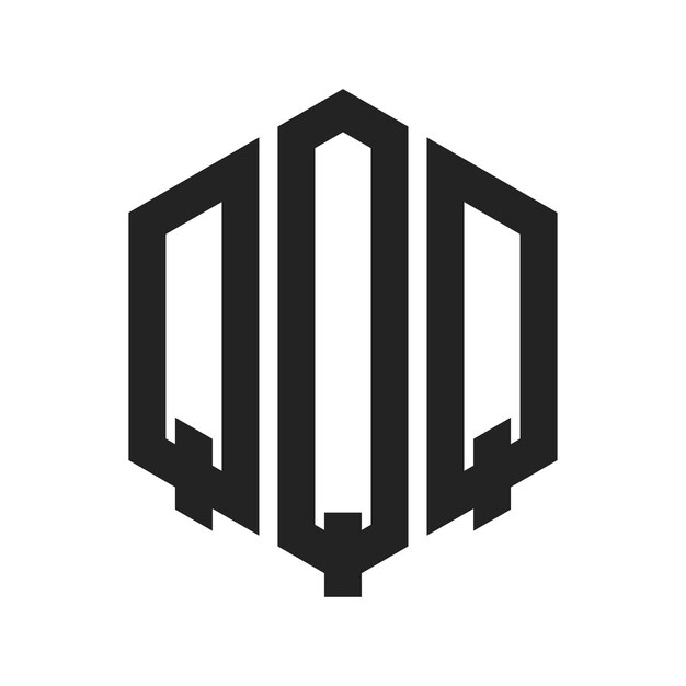 Diseño del logotipo QQQ Letra inicial QQQ Monograma Logotipo con forma de hexágono