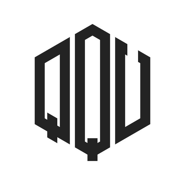 Diseño del logotipo QQU Letra inicial QQU Monograma Logotipo con forma de hexágono