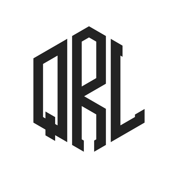 Diseño del logotipo de QRL Letra inicial Logotipo del monograma de QRL con forma de hexágono