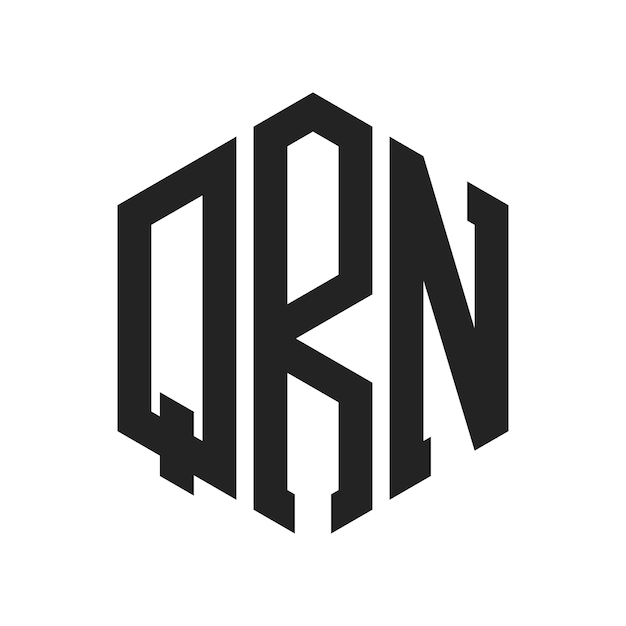 Diseño del logotipo QRN Letra inicial QRN Monograma Logotipo con forma de hexágono