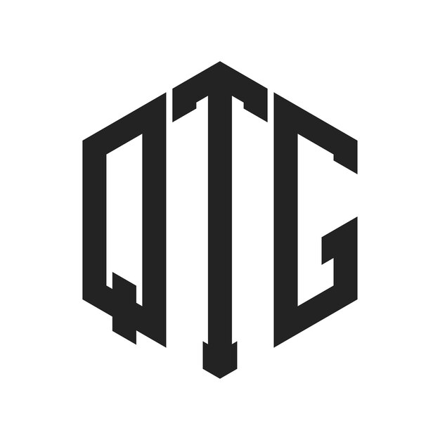 Diseño del logotipo de QTG Letra inicial Logotipo del monograma QTG con forma de hexágono