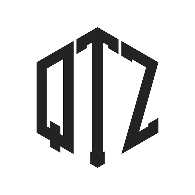 Diseño del logotipo de QTZ Letra inicial Logotipo del monograma QTZ con forma de hexágono