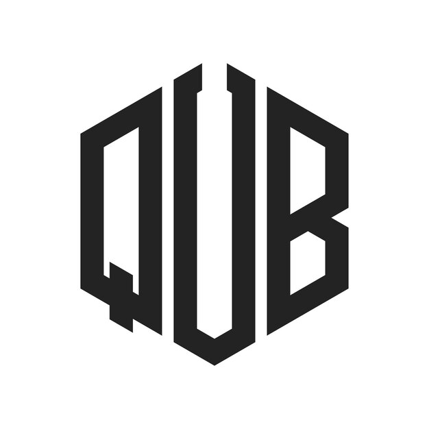 Diseño del logotipo QUB Letra inicial QUB Monograma Logotipo con forma de hexágono