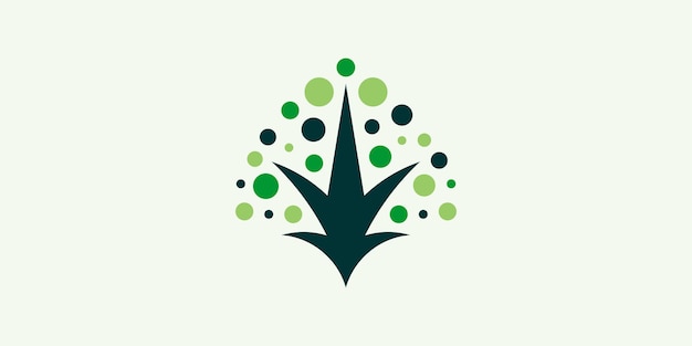 diseño del logotipo que combina la forma de árbol con la tecnología de puntos