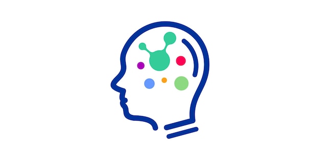 diseño del logotipo que combina la forma de una cabeza humana con una bombilla líneas minimalistas