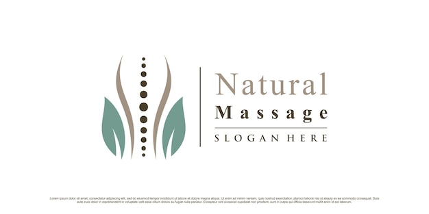 Diseño de logotipo quiropráctico para logotipo de icono de terapia de masaje natural con elemento creativo Vector Premium
