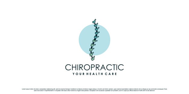 Diseño de logotipo quiropráctico para terapia de masaje con concepto único Vector Premium
