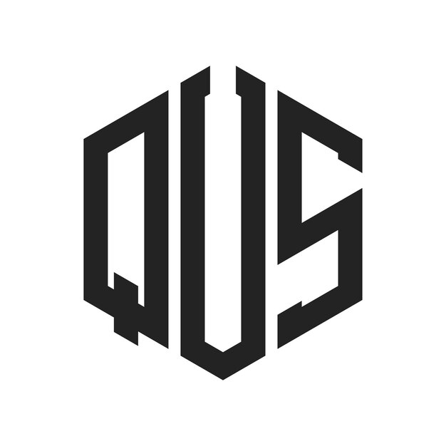 Diseño del logotipo de QUS Letra inicial Logotipo del monograma de QUS con forma de hexágono