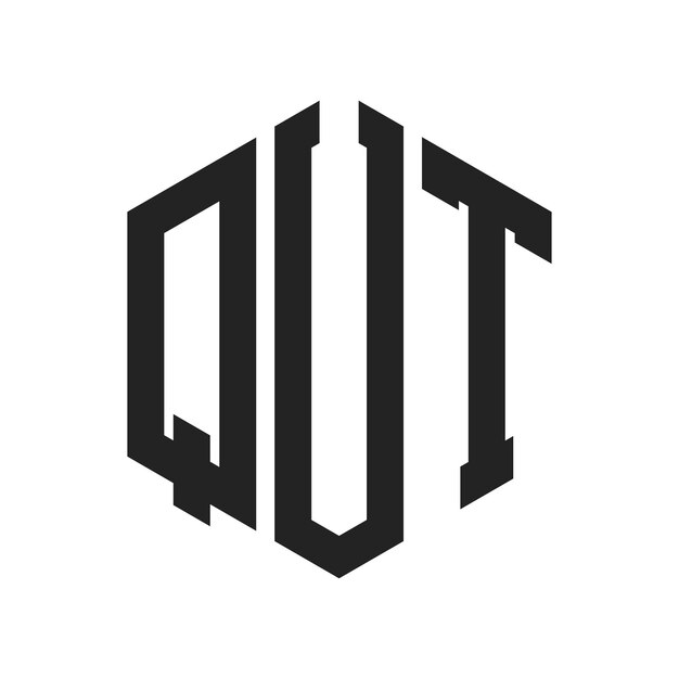 Diseño del logotipo de QUT Letra inicial Logotipo del monograma de QUT con forma de hexágono