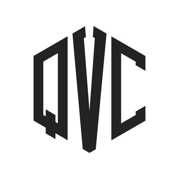 Diseño del logotipo de QVC Letra inicial Logotipo del monograma de QVC con forma de hexágono