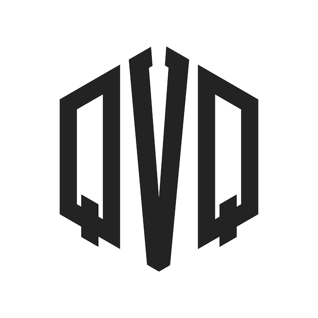 Diseño del logotipo QVQ Letra inicial QVQ Monograma Logotipo con forma de hexágono