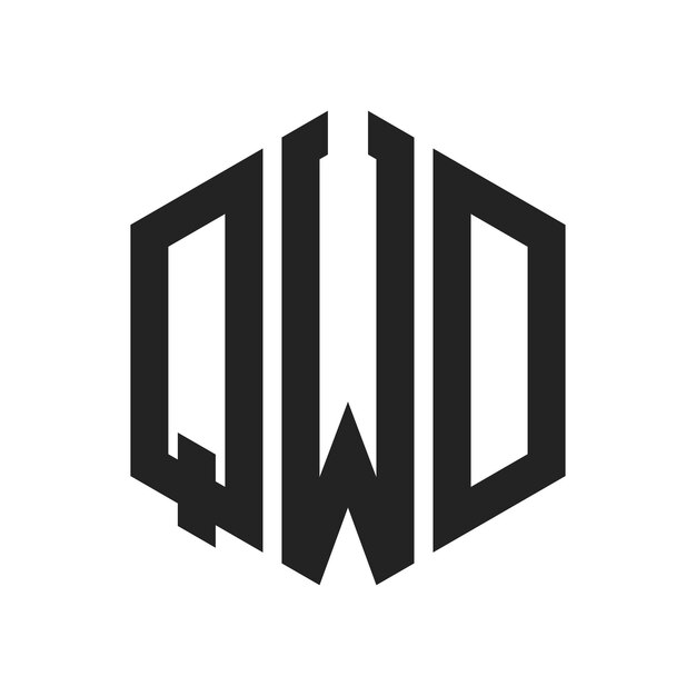 Diseño del logotipo QWD Letra inicial QWD Monograma Logotipo con forma de hexágono