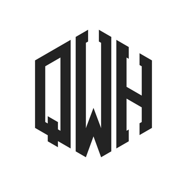 Diseño del logotipo QWH Letra inicial QWH Monograma Logotipo con forma de hexágono
