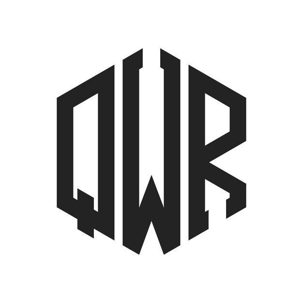 Diseño del logotipo QWR Letra inicial QWR Monograma Logotipo con forma de hexágono