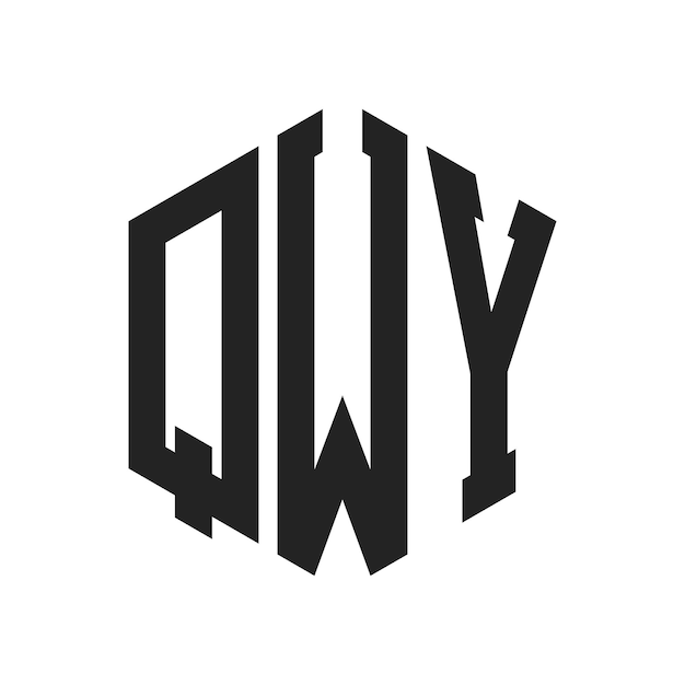 Diseño del logotipo QWY Letra inicial QWY Monograma Logotipo con forma de hexágono