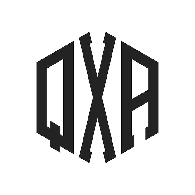 Diseño del logotipo de QXA Letra inicial Logotipo del monograma de QX A con forma de hexágono