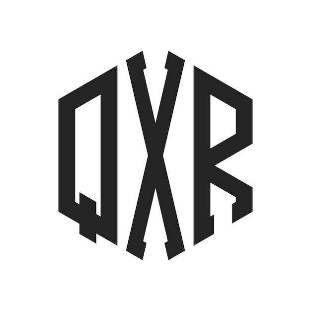 Diseño del logotipo QXR Letra inicial Logotipo del monograma QXR con forma de hexágono