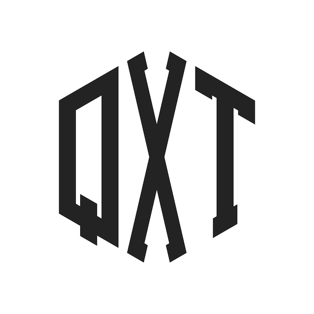 Diseño del logotipo de QXT Letra inicial El logotipo del monograma de Q XT con forma de hexágono