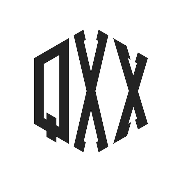 Diseño del logotipo QXX Letra inicial QXX Monograma Logotipo con forma de hexágono
