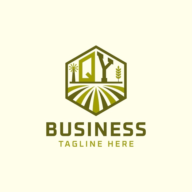 Diseño del logotipo de QY Farm Logotipo moderno de QY Agro para empresas sostenibles y respetuosas con el medio ambiente