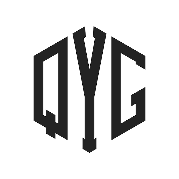 Diseño del logotipo de QYG Letra inicial Logotipo del monograma de QY G con forma de hexágono