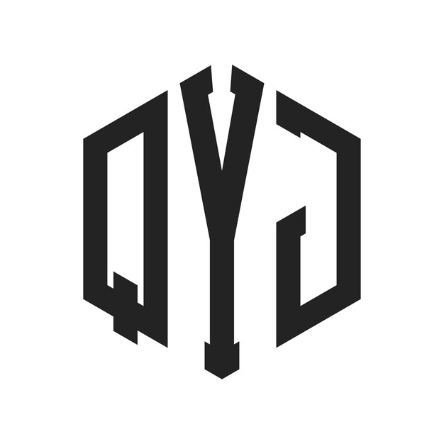 Diseño del logotipo de QYJ Letra inicial Logotipo del monograma de QY J con forma de hexágono