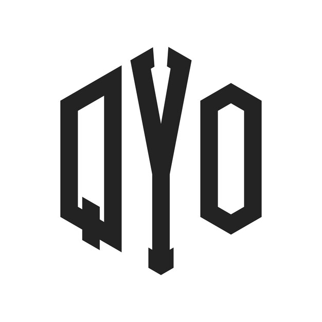 Diseño del logotipo QYO Letra inicial QYO Monograma Logotipo con forma de hexágono