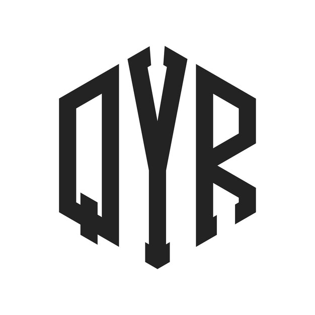 Diseño del logotipo QYR Letra inicial QYR Monograma Logotipo con forma de hexágono