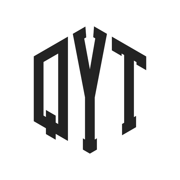 Diseño del logotipo de QYT Letra inicial Logotipo del monograma de QYt con forma de hexágono