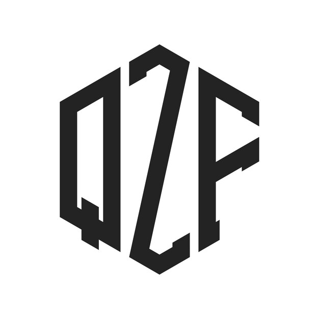 Diseño del logotipo QZF Letra inicial QZF Monograma Logotipo con forma de hexágono