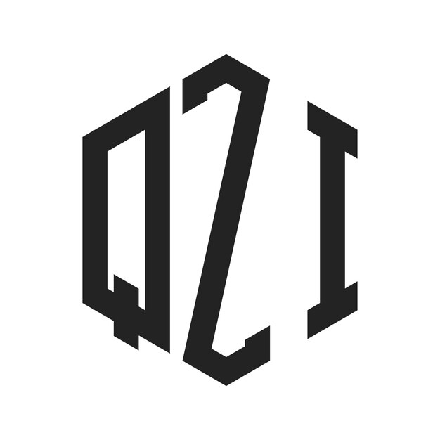 Diseño del logotipo QZI Letra inicial QZI Monograma Logotipo con forma de hexágono