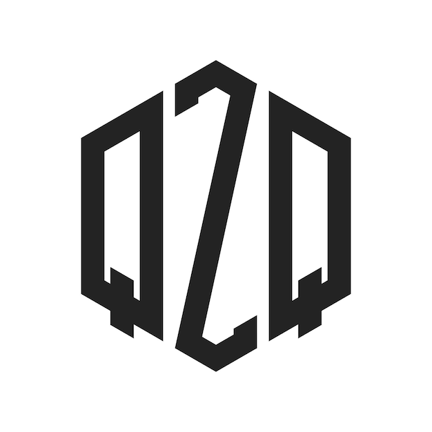 Diseño del logotipo QZQ Letra inicial QZQ Monograma Logotipo con forma de hexágono