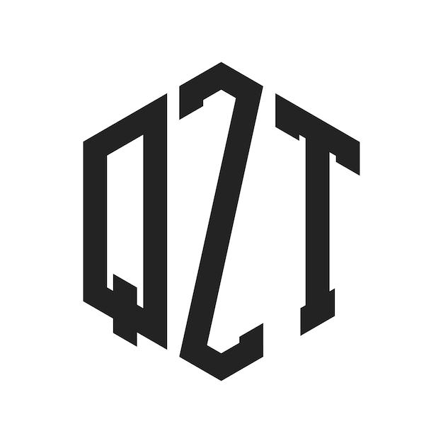 Diseño del logotipo de QZT Letra inicial Logotipo del monograma QZT con forma de hexágono