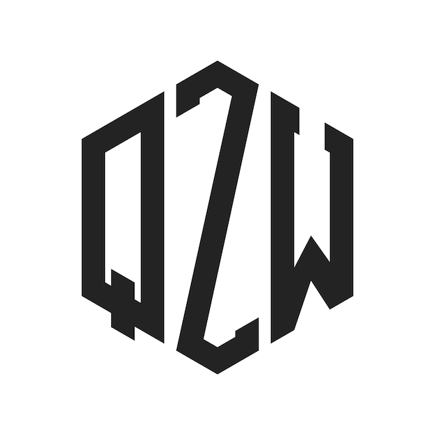 Diseño del logotipo QZW Letra inicial QZW Monograma Logotipo con forma de hexágono