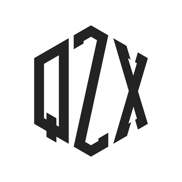 Diseño del logotipo QZX Letra inicial QZX Monograma Logotipo con forma de hexágono