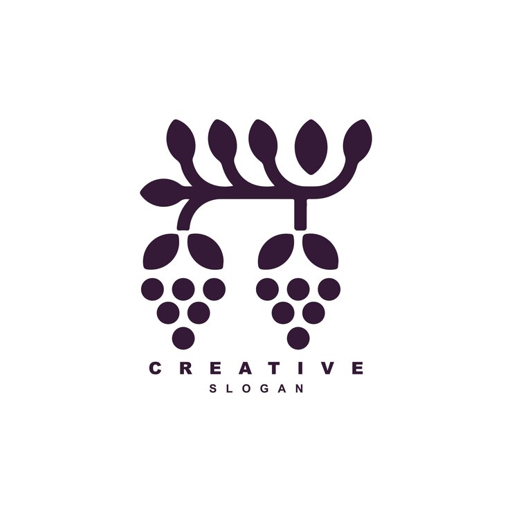Vector diseño de logotipo de rama de uva morada madura grapevine para su marca o negocio