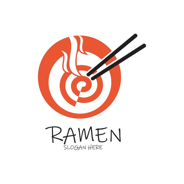 Diseño del logotipo de Ramen concepto simple Vector Premium