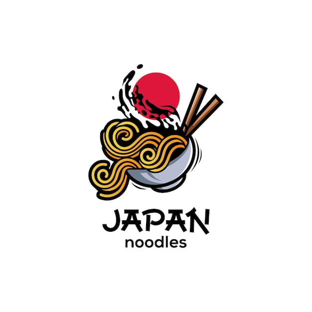 Diseño de logotipo ramen con diseño e ilustración de estilo lúdico