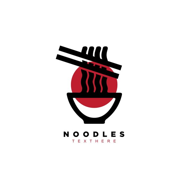 Diseño de logotipo de ramen de fideos de comida tradicional asiática para cafetería o restaurante