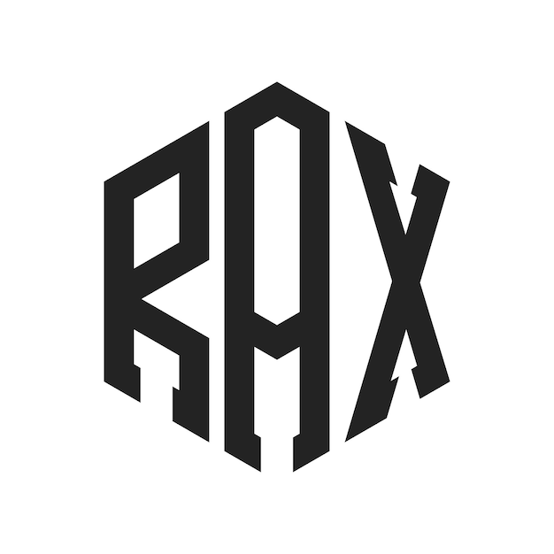 Diseño del logotipo RAX Letra inicial RAX Monograma Logotipo con forma de hexágono