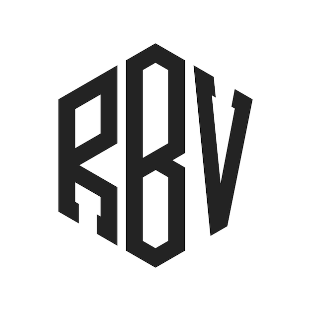 Diseño del logotipo RBV Letra inicial RBV Monograma Logotipo con forma de hexágono