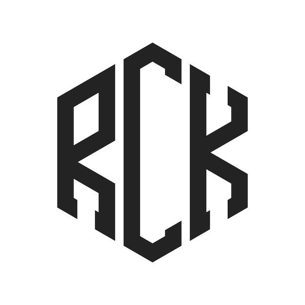 Diseño del logotipo RCK Letra inicial RCK Monograma Logotipo con forma de hexágono